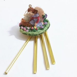 Vintage Forest Angel Wind Chimes Plastic Deer Flowers Brass Chimes (z)